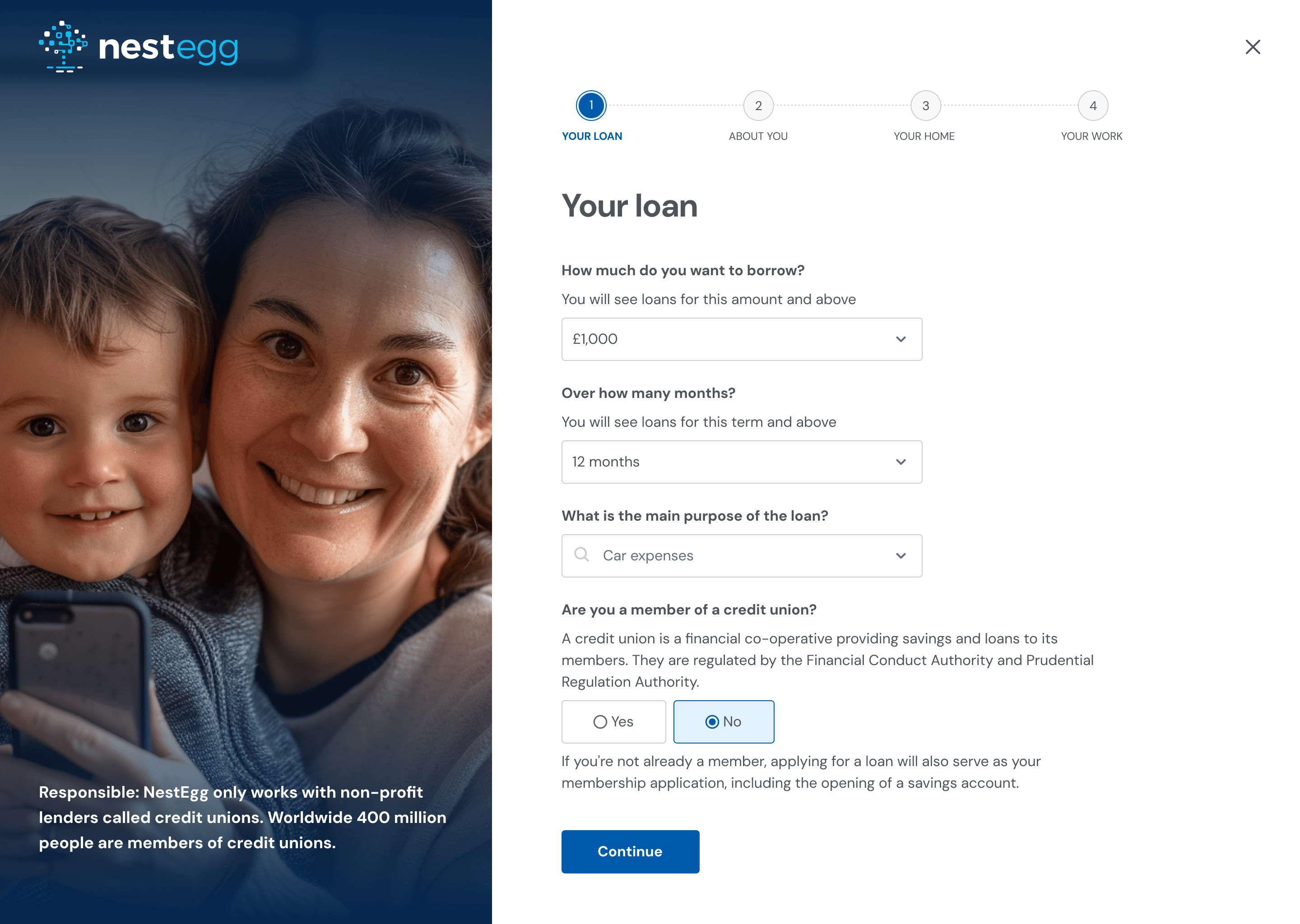 Redesigned eligibility flow showing contextual help text beneath each question