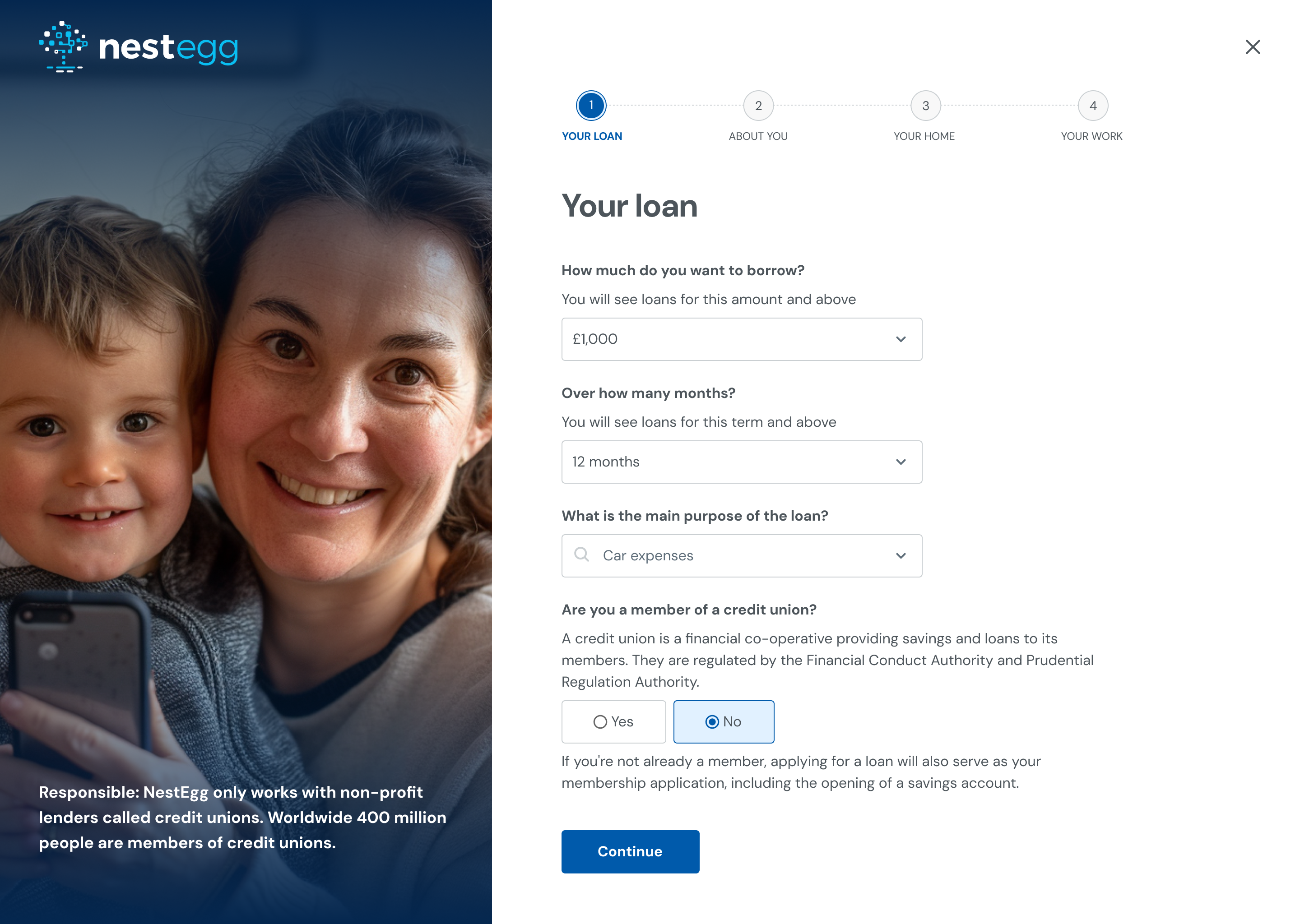 Redesigned eligibility flow showing contextual help text beneath each question