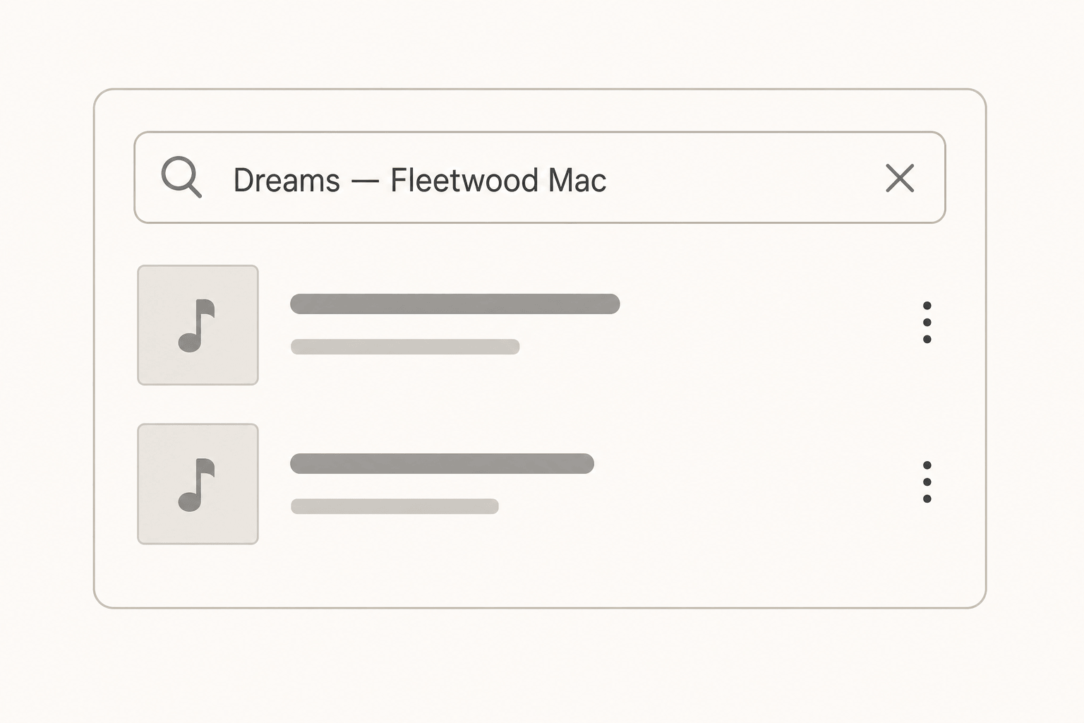 Search concept with a known song and artist